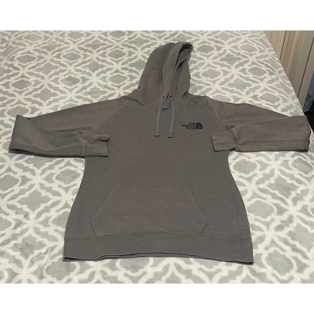 The North Face Womens XS Gray Hoodie Pullover‎ Sweatshirt Pocket Logo